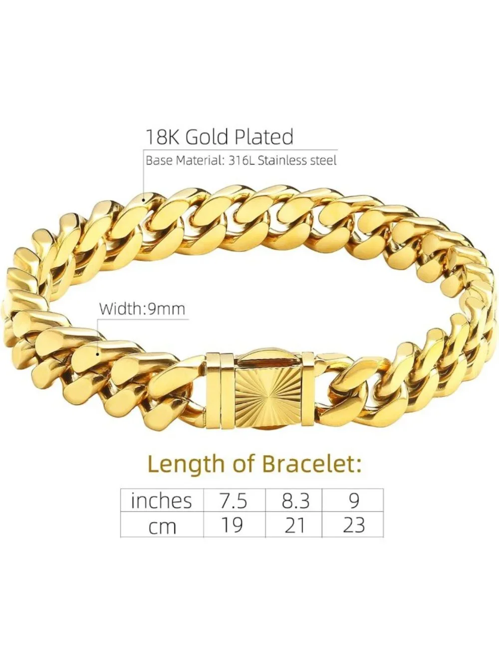 Men's Stainless Steel Cuban Link Bracelet - Durable, Stylish, Perfect Gift